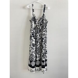 Knox Rose Target Dress Women XXL White Black Floral Midi Smocked Summer Party